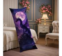 Federa per cuscino per il corpo fantasy, viola con drago, chiaro di luna mistica, in morbido velluto, federa per cuscino lombare con cerniera, 50 x 137 cm, decorazione per camera da letto, divano