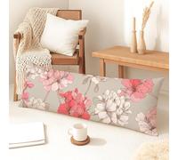 Federa per cuscino per il corpo, in morbido velluto, lunga, con cerniera, elegante, design botanico vintage, decorativa, per letto, divano, testiera, 50 x 137 cm
