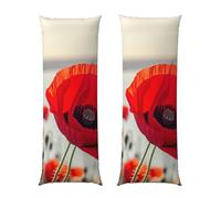 Federa per cuscino per il corpo, morbida e traspirante, lunga, in microfibra, motivo: fiore di papavero rosso, per letto, 50,8 x 137,2 cm