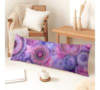 Federa per cuscino per il corpo, motivo mandala, viola floreale astratto, in morbido velluto, con cerniera, per cuscino lombare con cerniera, decorazione per letto, divano, testiera, 50 x 137 cm