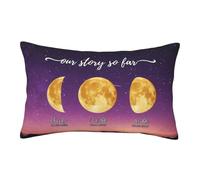 Federa per cuscino personalizzabile con la scritta "Our Story So Far Moon Phase", personalizzabile con nome, data di nascita, fasi lunari, decorazione per casa, divano, biancheria da letto, regalo per