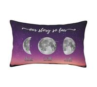 Federa per cuscino personalizzabile con la scritta "Our Story So Far Moon Phase", personalizzabile con nome, data di nascita, fasi lunari, decorazione per casa, divano, biancheria da letto, regalo per