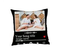 Federa per cuscino personalizzata con codice Spotify con foto e testo della tua canzone preferita, regalo unico per anniversario, matrimonio, Natale o laurea (1 foto e testo)