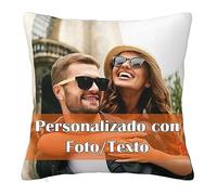 Federa per Cuscino Personalizzata con Foto, Copricuscino Personalizzato con Immagine e Testo, Fodera Cuscino Decorativa Quadrata per Divano Letto, Regalo per Famiglia Amici Animali Domestici (50x50cm)