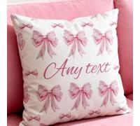 Federa per cuscino personalizzata con testo, motivo fiocco acquerello rosa, morbida federa decorativa quadrata per camera da letto ragazze, divano, ornamento per la casa 50*50 cm / 19,69 * 19,69 polli