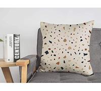 Federa per Cuscino Pink Agate Terrazzo Ditzy Broken Stone Mosaic Black Concrete Marble Confetti Dark Ditsy Copri Cuscini Moda Copricuscino, per Divano, Sedia, Interni Ed Esterni, 45x45cm