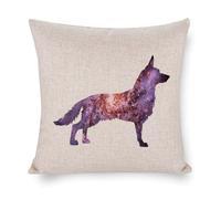 Federa per cuscino quadrata in cotone e lino con silhouette di un cane con cielo stellato, per camera da letto, soggiorno, ufficio, decorazione per la casa, regalo di inaugurazione della casa, 61 x 61