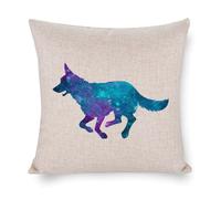 Federa per cuscino quadrata in cotone e lino con silhouette di un cane con cielo stellato, per camera da letto, soggiorno, ufficio, decorazione per la casa, regalo di inaugurazione della casa, 61 x 61