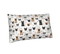 Federa per cuscino queen size, dimensioni standard, 50,8 x 76,2 cm, con stampa a blocchi di bulldog francese, in morbida microfibra, resistente alle pieghe, dimensioni standard con cerniera