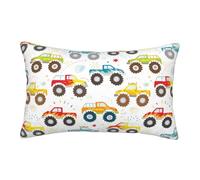 Federa per cuscino queen size standard - Federa in microfibra anti-pieghe con cerniera, morbida e confortevole federa da viaggio di dimensioni standard, federe per cuscino con Monster Trucks Cartoon