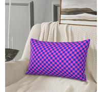 Federa per cuscino queen size standard - Soft Comfort 50,8 x 76,2 cm a scacchi blu rosa Y2K retrò federa per cuscino con cerniera, federe da viaggio dimensioni standard