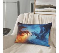 Federa per cuscino queen size standard - Soft Comfort 50,8 x 76,2 cm rosso e blu Fire Dragon A federa con cerniera, federe per cuscino da viaggio dimensioni standard