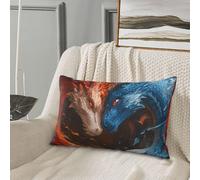 Federa per cuscino queen size standard - Soft Comfort 50,8 x 76,2 cm rosso e blu Fire Dragon F federa con cerniera, federe per cuscino da viaggio dimensioni standard