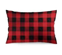 Federa per cuscino rettangolare, 30 x 50 cm, motivo a quadri rossi e neri, in peluche super morbido, per divano, letto, camera da letto, soggiorno, decorazione per la casa, 30 x 50 cm