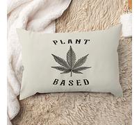 Federa per cuscino rettangolare con foglie di marijuana a base vegetale, con cerniera, 40,6 x 61 cm, in cotone e lino, per divano, letto, auto, pub, bar, soggiorno, decorazione