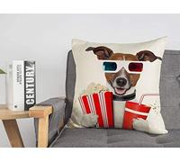 Federa per cuscino Rosso Occhiali divertenti Popcorn Cane Animali Mais Fauna selvatica Cola Secchio Sport Ricreazione Pet Cinema Soda Accogliente Lino Quadrato Decorativo Fodere per cuscino per diva