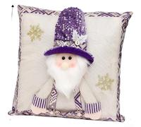 Federa per cuscino stagionale con cappello a cilindro glitterato e motivi classici di Babbo Natale, pupazzo di neve e alce, per divano e decorazione per la casa (persona anziana)