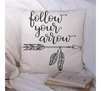 Federa per cuscino Stile in calligrafico Lettere Segui Wish Your Arrow Tipografia Citazione ispiratrice Segni Simboli Poliestere Federa per cuscino Fodera per cuscino per divano Decorazioni per diva