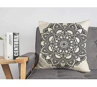 Federa per cuscino Tatuaggio Cerchio festivo Astratto Rotondo Geometrico Yoga Meditazione Chakra asiatico Stile simmetrico Lineare Accogliente Lino Quadrato Copricuscino decorativo per divano letto