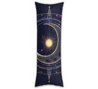 Federa per cuscino traspirante alla moda, federa per cuscino lungo per capelli e pelle, simbolo geometrico sacro, viola, spazio, galassia, stelle, sole, luna mistica