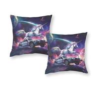 Federa per cuscino Unicorn Time Machine Adventure, traspirante, antipiega, per cuscini da divano, regalo per bambini, da viaggio, 16"x16"