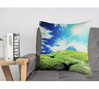 Federa per cuscino Verde Campagna Montagna Prato Paese Parchi Ambiente Fattoria Terreno agricolo Campo Floreale Accogliente Lino Quadrato Decorativo Fodere per cuscino per divano letto 18x18