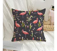 Federa per Cuscino Watercolor Design Drawing Trap Dragonfly Pattern Scarlet Ibis Venus Fly Nature with Bird Copri Cuscini Morbido Quadrato Federa, per Divano, Stanza, Auto, 45x45cm