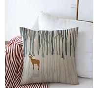 Federa per Cuscino Winter Trees Deer Standung Shadows Parks Animal Bird Branch Christmas Grey Holiday Copri Cuscini Moda Decorativi Federa, per Letto, Divano, Interni Ed Esterni, 45x45cm