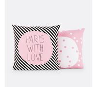 Federa per guanciale cotone, Paris for ever Nero 63 x 63 cm