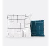Federa per guanciale double face, Charline Blu 63 x 63 cm