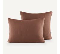 Federa per guanciale garza di cotone biologico, Yafa Marrone 50 x 70 cm