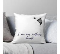 Federa quadrata con scritta "I am my mother" con pappagallo, in poliestere, lino, velluto, con cerniera, decorazione per divano e divano