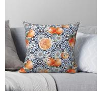 Federa quadrata in poliestere e lino, con motivo floreale e fiori di Sicilia, con cerniera, decorazione creativa per la casa