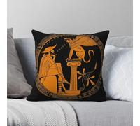 Federa quadrata in poliestere e lino con stampa di Edipo e Sfinge a figure rosse, federa per cuscino da letto in velluto con cerniera creativa