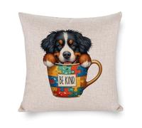 Federa quadrata per cuscino con cane bernese e scritta "Be Kind Autism Awareness", per ufficio, soggiorno, camera da letto, auto, sedia da caffè, decorazione per la casa, 50,8 x 50,8 cm