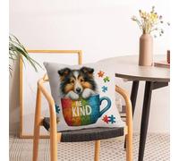 Federa quadrata per cuscino con cane bernese e scritta "Be Kind Autism Awareness", per ufficio, soggiorno, camera da letto, auto, sedia da caffè, decorazione per la casa, 66 x 66 cm