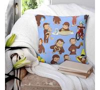 Federa quadrata per cuscino con cerniera decorativa a tema anime Curious George Monkey, per casa e soggiorno