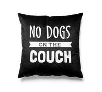 Federa quadrata per cuscino con scritta "No Dogs On The Couch ", per divano