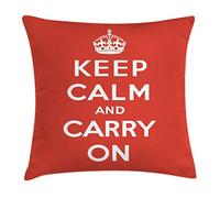 Federa Red And White Composition with Keep Calm And Carry On Text And A Royal UK Crown Federa di Raffreddamento Lavabile Copri Cuscini per Home Decor Letto 45×45Cm