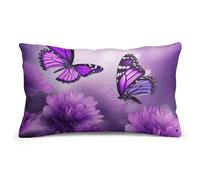 Federa rettangolare con fiori viola e farfalle, 8"x12", stampata su entrambi i lati, per divano, camera da letto