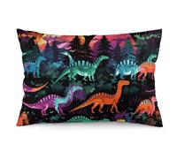 Federa rettangolare da 12"x20" con dinosauri colorati, stampata su entrambi i lati, per divano, camera da letto