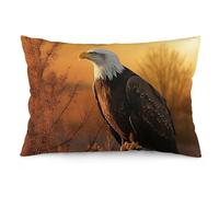 Federa rettangolare da 12"x20" con motivo Golden Sunset Bald Eagle, stampata su entrambi i lati, per divano, camera da letto