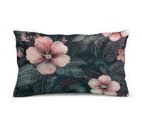 Federa rettangolare da 8"x12" con foglie verdi e fiori, stampata su entrambi i lati, per divano, camera da letto