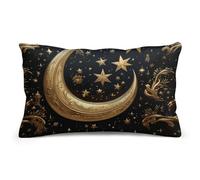 Federa rettangolare da 8"x12" con stelle dorate e luna, stampata su entrambi i lati, per divano, camera da letto