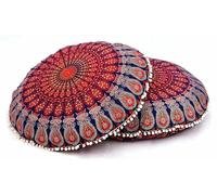 Federa rotonda per cuscino da pavimento con mandala da 22 pollici/55 cm, per meditazione, cuscino per divano, seduta, plaid, stile hippie rotondo colorato decorativo bohémien boho chic, cuccia per