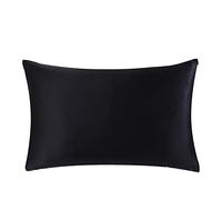 Federa Seta Cuscino 1 pz Fedele di seta gelso con cerniera nascosta Natura cuscino per sano Standard Regina King Satin Federa(BLACK,51x66 cm)