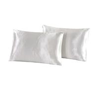 Federa Seta Cuscino 1Pc Queen Satin Silk Pillowcase Smooth Home Bedding Cover(White)