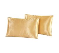 Federa Seta Cuscino 1Pc Queen Satin Silk Pillowcase Smooth Home Bedding Cover(Yellow)