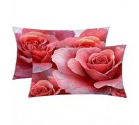 Federa Seta Cuscino 30x50 cm Rosa, Federe Cuscino Letto Set da 2 Benefica per Capelli e Pelle, Silk Pillowcase Doppia Faccia, Cerniera Nascosta, Liscia Fresca Traspirante, Regalo Donna (Fiore) -6272