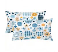 Federa Seta Cuscino 40x70 cm Blu, Federe Cuscino Letto Set da 2 Benefica per Capelli e Pelle, Silk Pillowcase Doppia Faccia, Cerniera Nascosta, Liscia Fresca Traspirante, Regalo Donna (Fiore) -5339